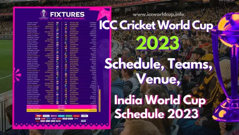 ICC Cricket World Cup 2023 Schedule, Teams, Venue, Matches, Format