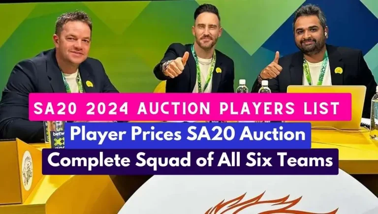 SA20 2024 Auction Players List Complete Squad of All Six Teams